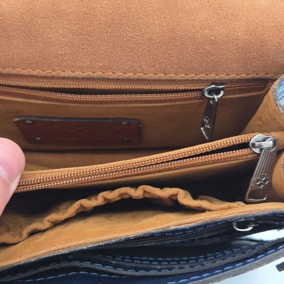 Patricia Nash Apricale Crossbody Safflower Blue Mediterranean Tooled EUC - Picture 11 of 13